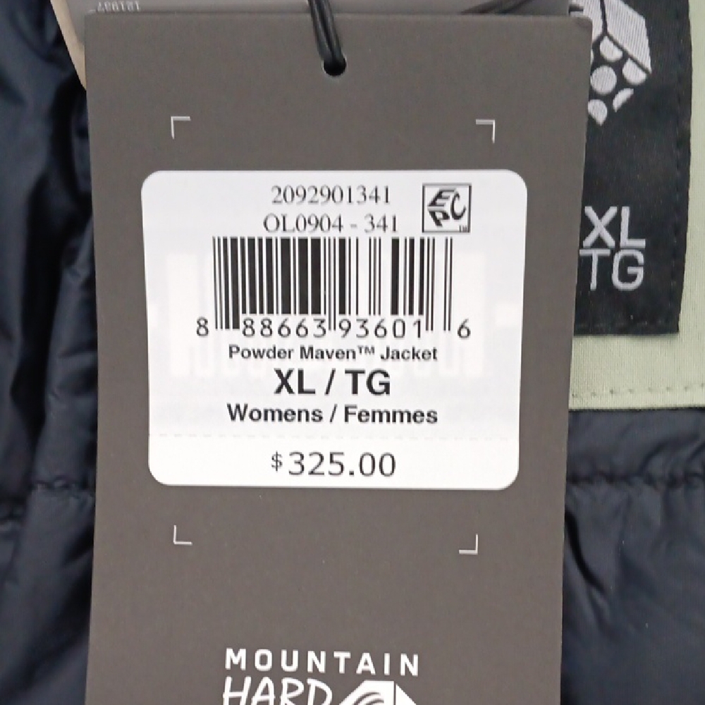 Mountain Hardwear Women's XL Powder Maven Jacket - Green Black